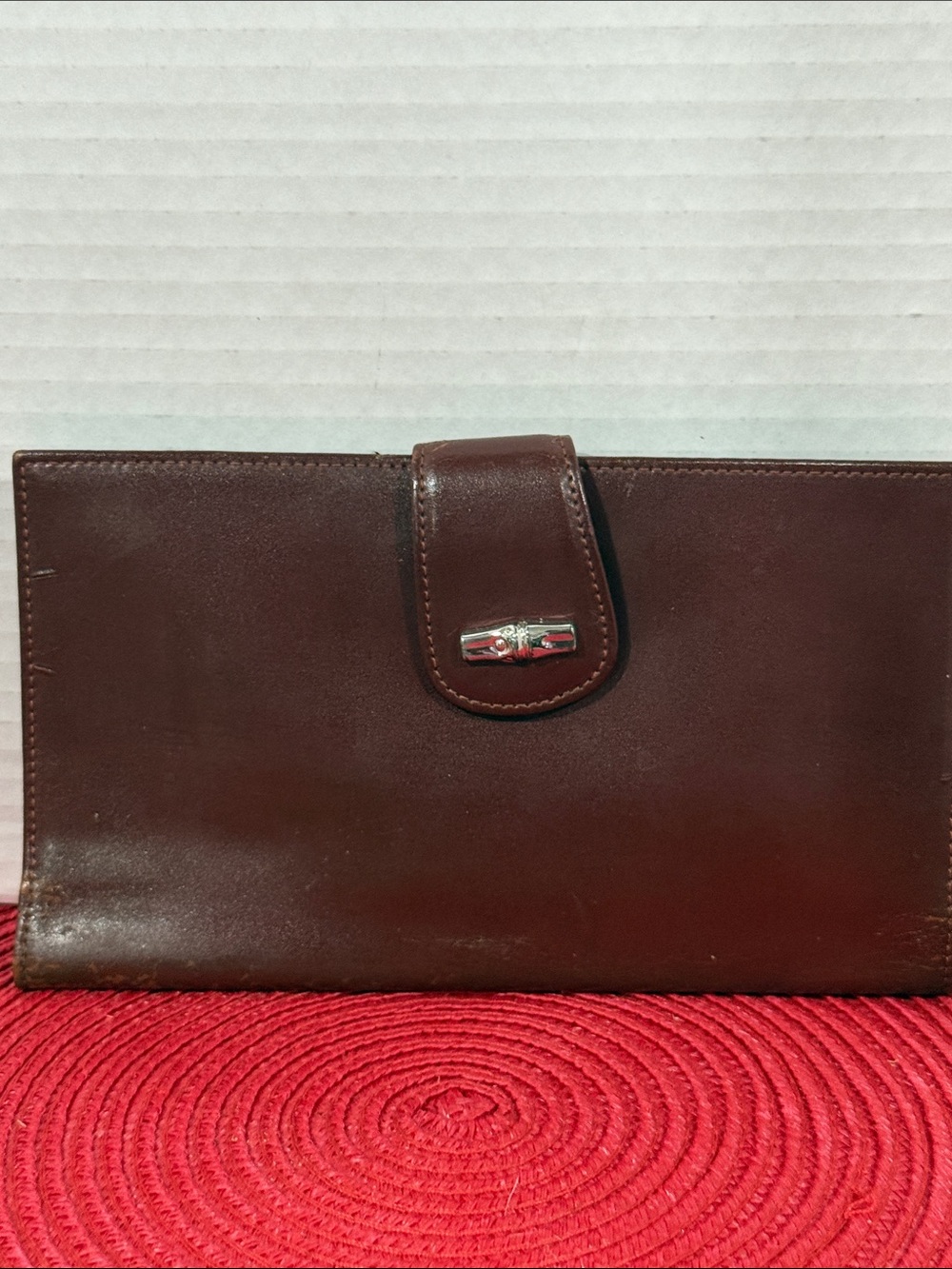 Longchamp Leather Wallet Clutch with Snap Closure